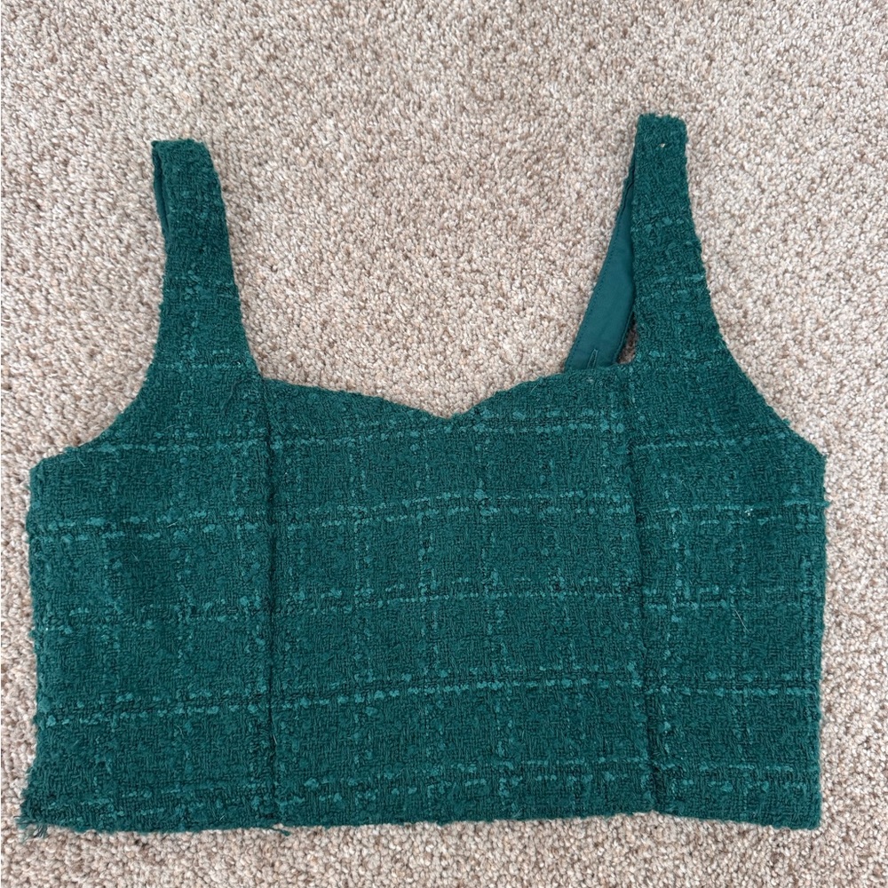 Abercrombie & Fitch Green Smocked Crop Top